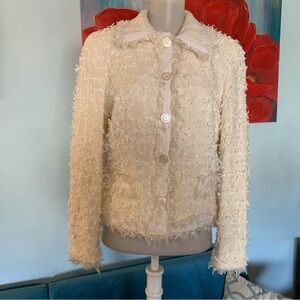 Worth Ivory Sparkle Shag Jacket Blazer Size 10